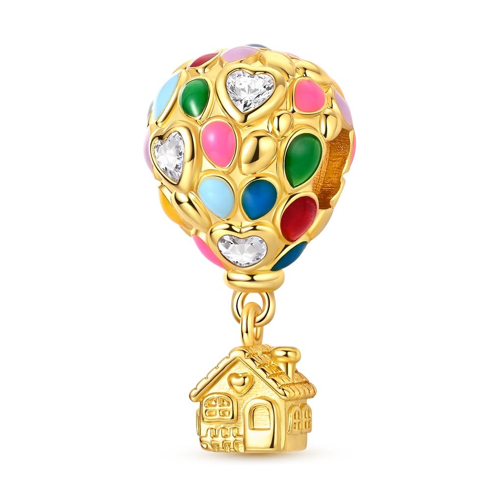 Prata 925 Charms Originais Balão de Ar Quente Contas Coloridas Encaixe para Pulseira Diy Joias Femininas