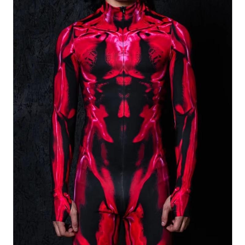 Rajstopy Halloweenowe Druk Cyfrowy 3D Kostium Cosplay dla Dorosłych Jednoczęściowy Kostium Męski Jumpsuit na Występy Sceniczne Strój na Imprezę Taneczną