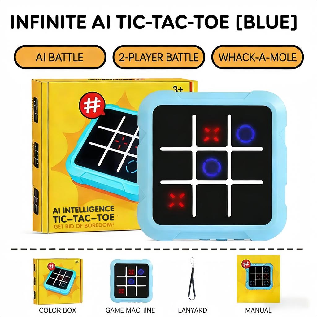 Portable Tic-Tac-Toe, Stress Relief & Educational Board Game, Multifunctional Electronic Game, Suitable for Adults and Kids
