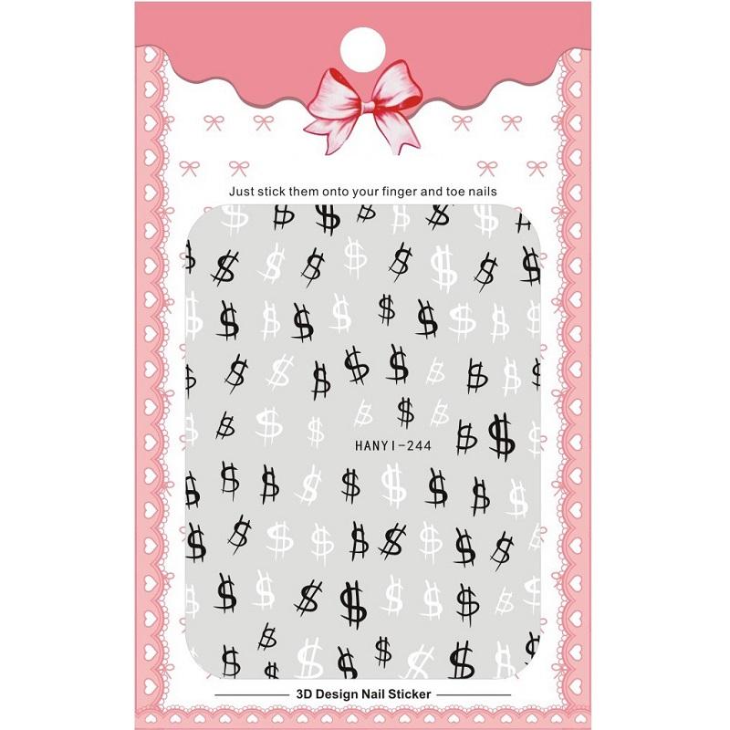 1 Sheet Adhesive 3D Nail Stickers Decals Press On Tips Manicure Decoration Geometry Letter Design