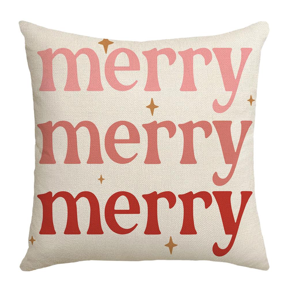 Autumn Letter Santa Claus Pillow Cover Linen Printed Pillow Cushion Cover Home Cushion Cover