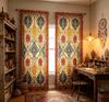 2PCS Digital Printed Curtains, Persian Ethnic Geometric Exotic Tribal, Modern Home Decor Style for Living Room Bedroom Decor