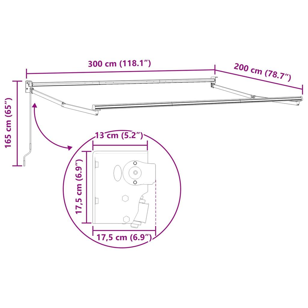 Retractable Awning Anthracite 3 X 2 M Polyester and Aluminium