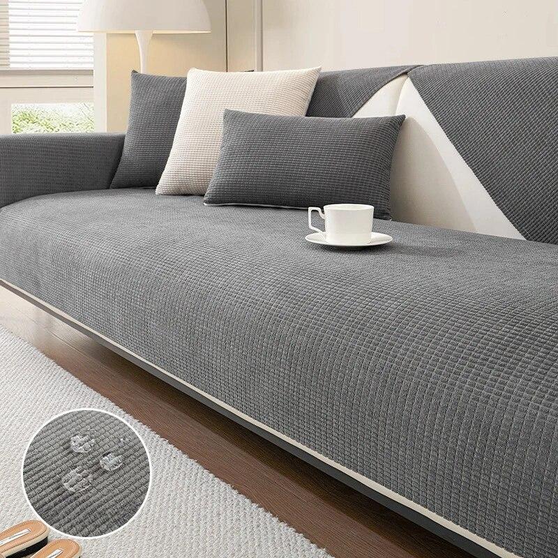 Waterproof Corn Grain Sofa Cover Non-Slip Modern Couch Cushion Solid Living Room Armrest Covers
