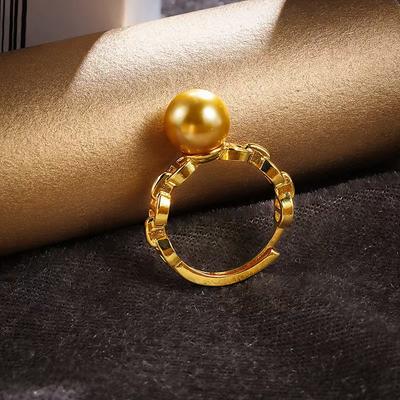 Goldperlen-Ring mit hohler Schweinenase, stilvoll und einfach, der gleiche verstellbare Ring