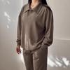 2025 Autumn Women's Sporty Casual Two-Piece Set: Lapel Long-Sleeve Top & Loose Pants