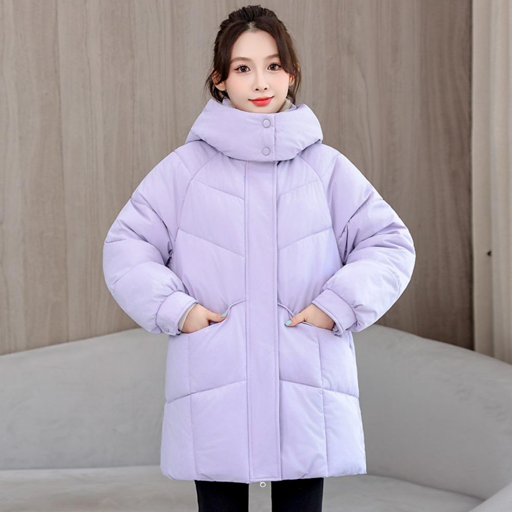 Large Size Hooded Down Cotton Clothes Women's Autumn and Winter 2025 New Thickened Warm Bread Clothes Small Medium and Long Jackets