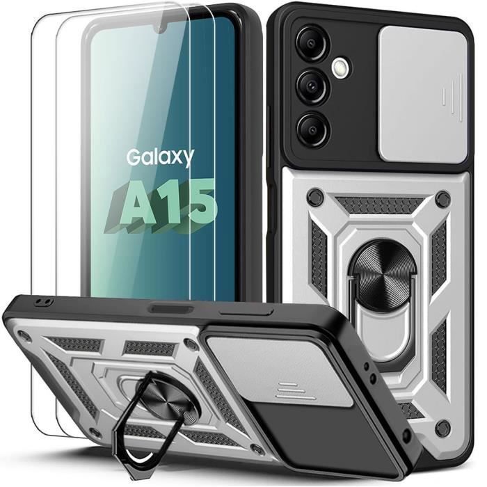 Coque - BOOLING - pour Samsung Galaxy A15 5G - Argenté - Antichoc - Protection - 2 Verres Trempés