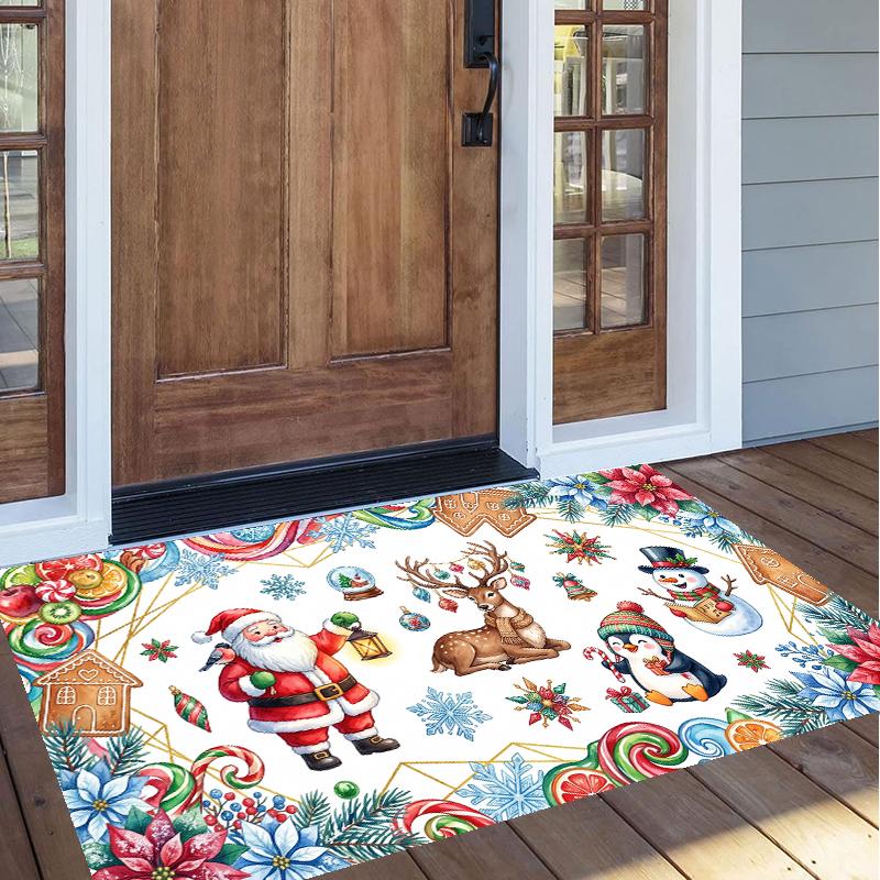 Christmas Pattern Square Area Rug Comfort Indoor Floor Carpet For Home Holiday Gift