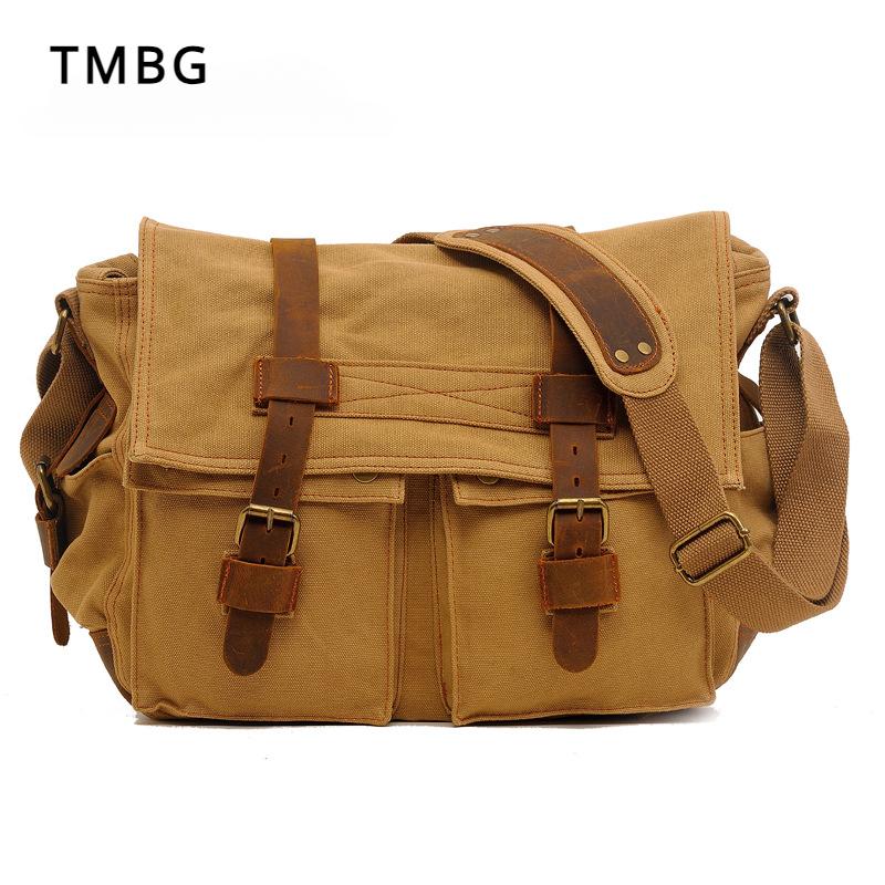 Retro Men's Canvas Shoulder Bag European American Style Men's Crossbody Bag Outdoor Casual Knapsack Father's Day Present