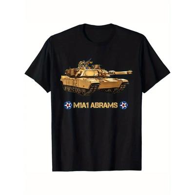 Taglie Europee T-shirt Grafica Serbatoio M1A1 Abrams Esercito USA Vintage da Uomo - Maglietta Ultra Morbida, Traspirante e Assorbente