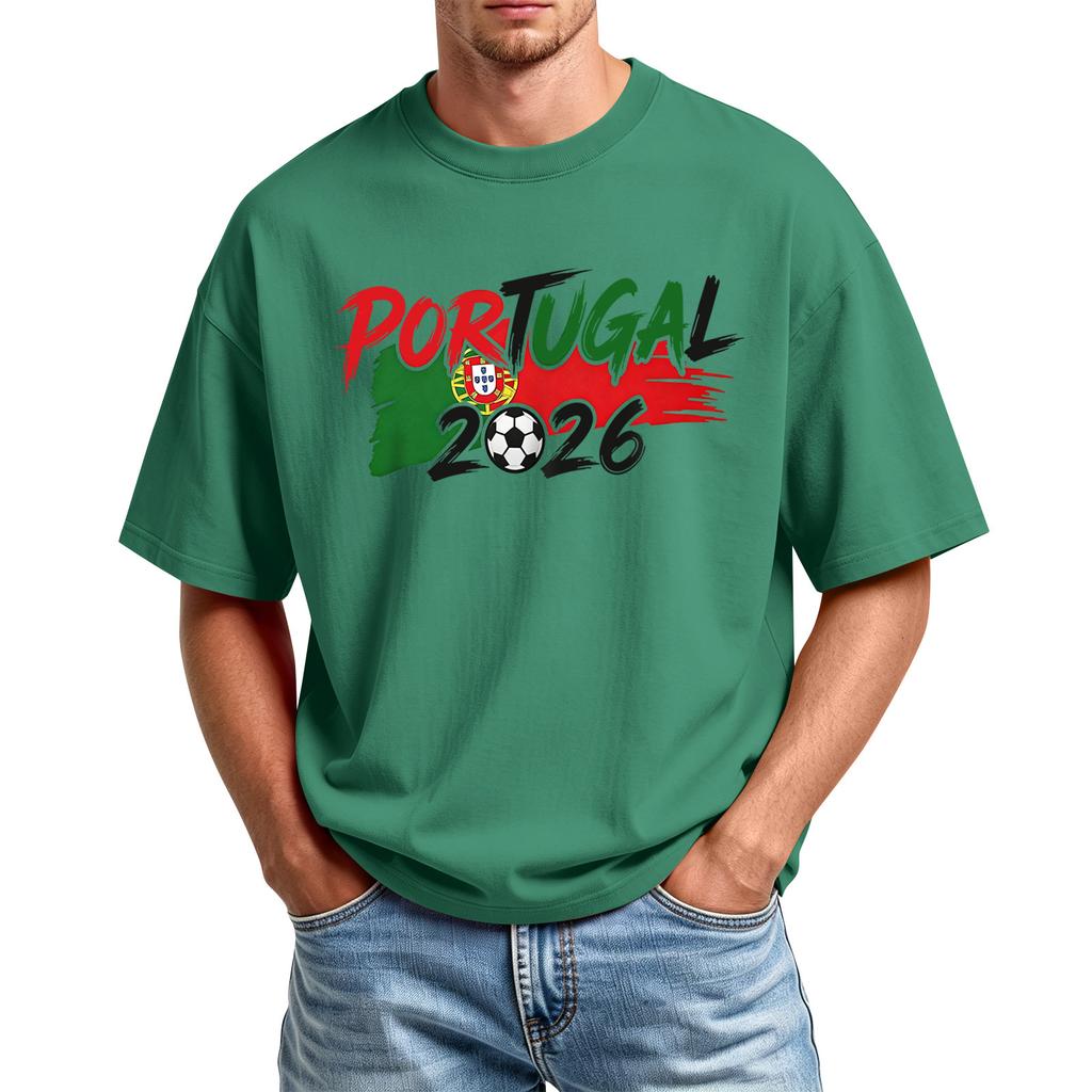 Men's Casual Crew Neck T Shirt Short Sleeve Sport Top with Printed Portugal 2026 Football Design Lightweight Comfortable Fit