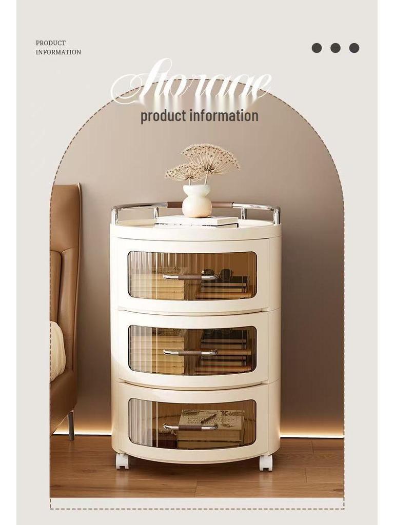 Round Storage Cabinet with Shelves and Drawers