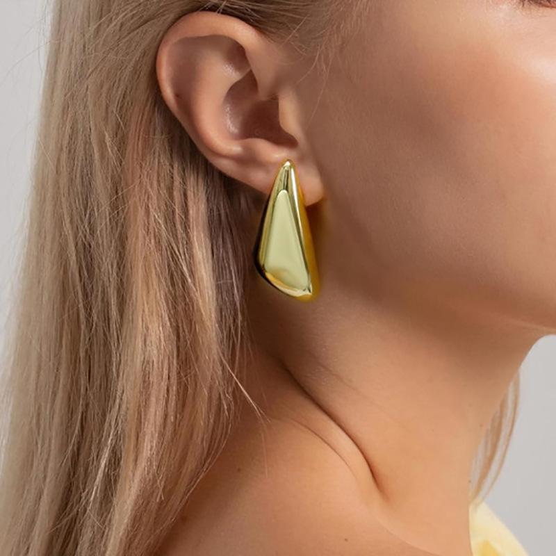 Дизайнерские металлические гладкие складные серьги-гвоздики женские ретро геометрические лепестки серьги-сердечки