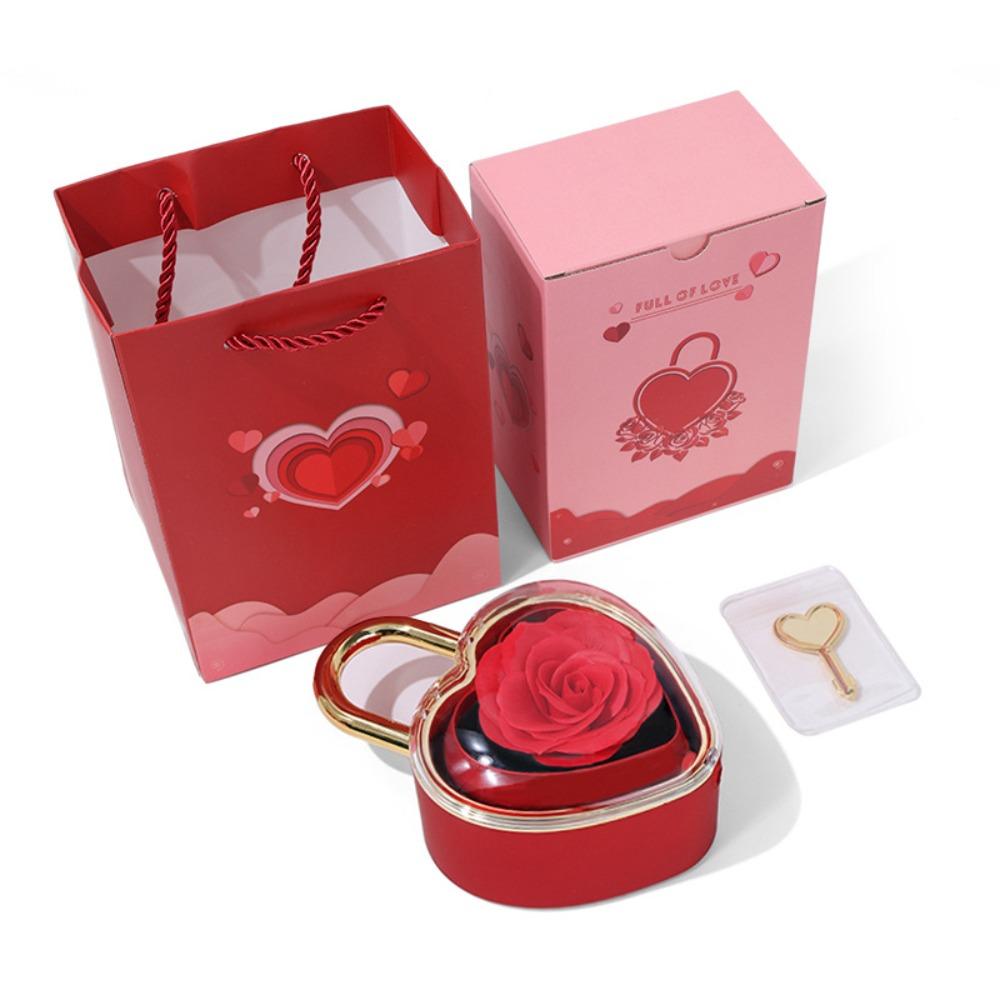 

Luxury Heart-shaped Padlock Jewelry Box Soap Rose Flower Valentine s Day Gift Box Engagement