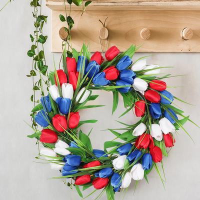 Garland Simulation Tulip Garland Door Ring Decoration Flower Silk Flower Simulation Flower Wall Decoration Pendant