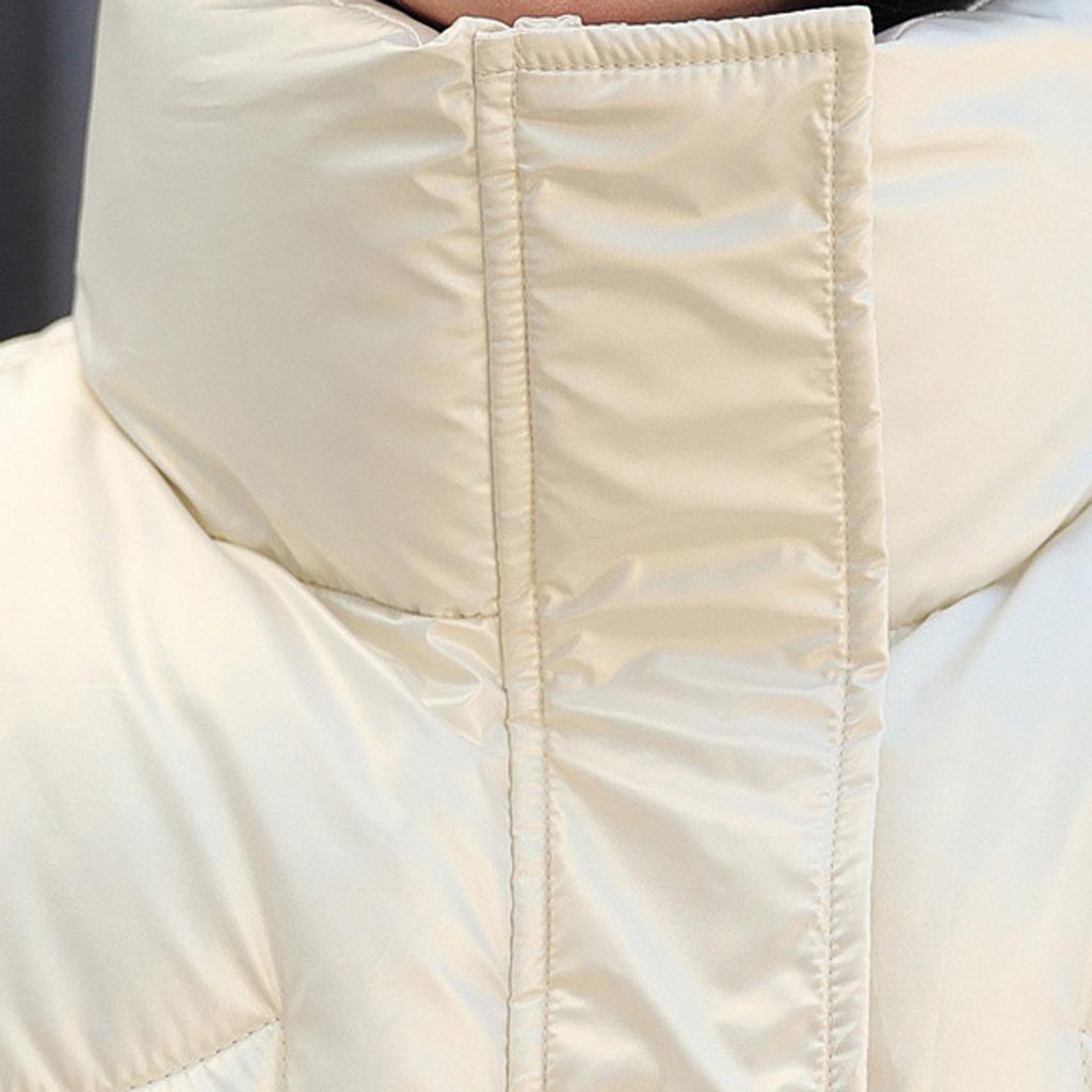 Damă, culoare solidă, guler în picioare, cu mânecă lungă, buzunar, haină caldă din bumbac Jachetă din bumbac