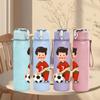 1PC Little Boy Kicking Soccer Print 750ml Color Plastic Sports Water Bottle Leakproof Flip Straw Lid Suitable for Sports Office Home Use