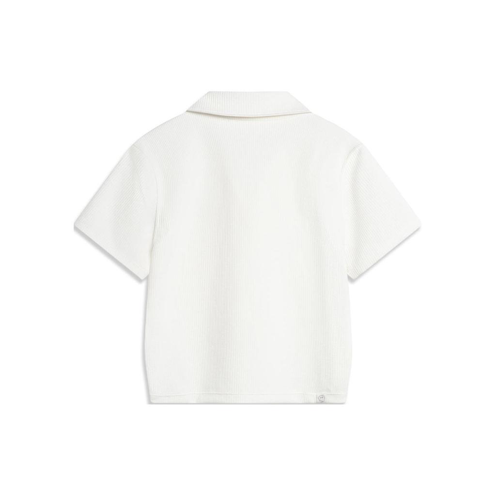 Li Ning Sports Lifestyle Series Casual Polo Shirt Women Tops Off-White APLU088-1