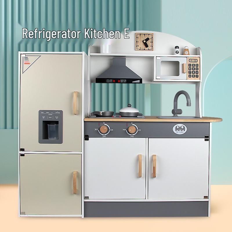 Wooden Kitchen Toy Set: Sound & Light Role-Play Cooking Experience for Kids