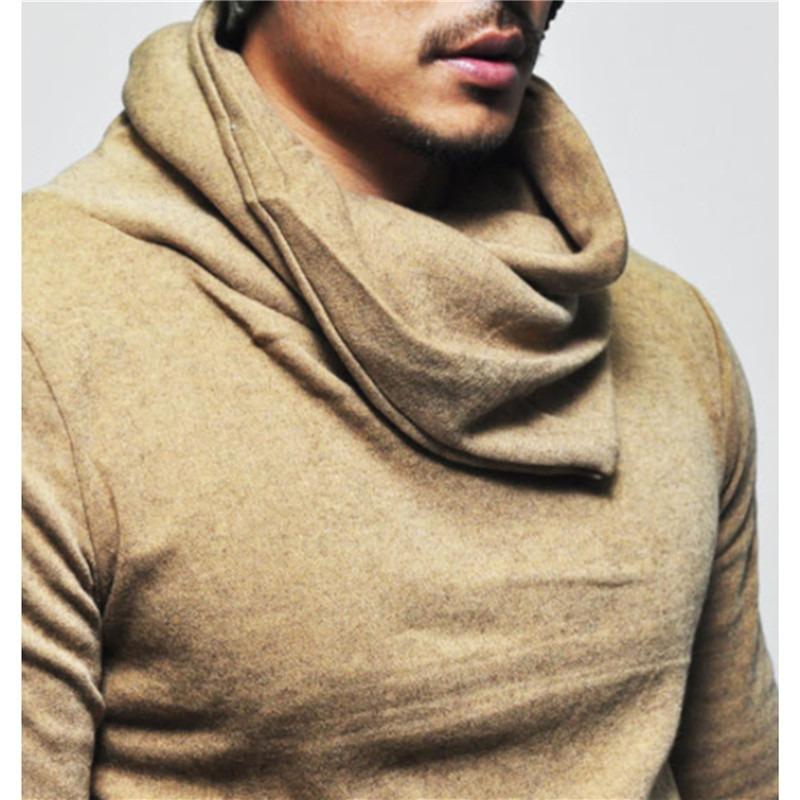 Autumn Winter Fashion Men's Plus Size Irregular Turtle Shirring Pocket Long Sleeve Personality T Shirt