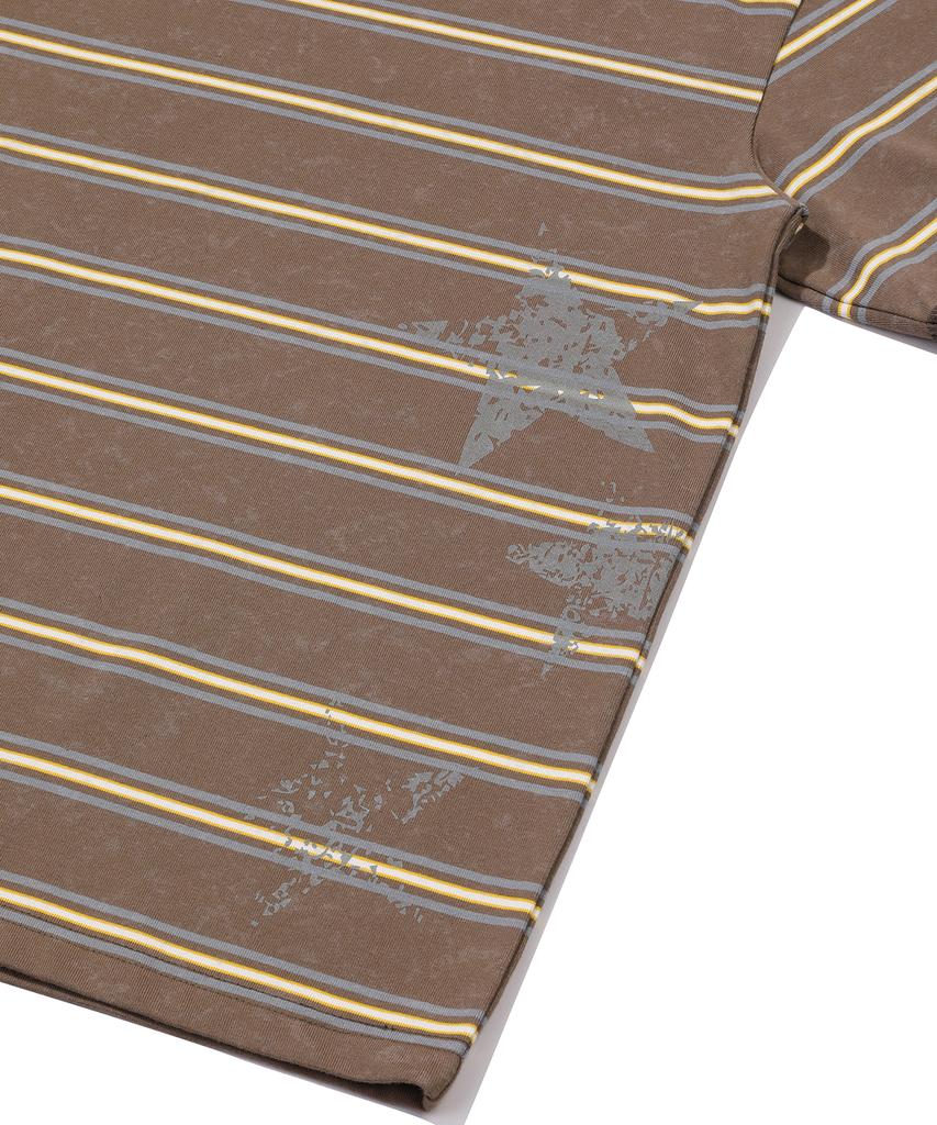 MAINBOOTH Rough Star Stripe T-Shirt(Brown)