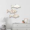 3Pcs/Set Wooden Dolphin Wall Decoration, Flowers Leaves Pattern Fish Wall Art for Beach, Lake House, Nautical Coastal Ocean Theme Hanging Ornament