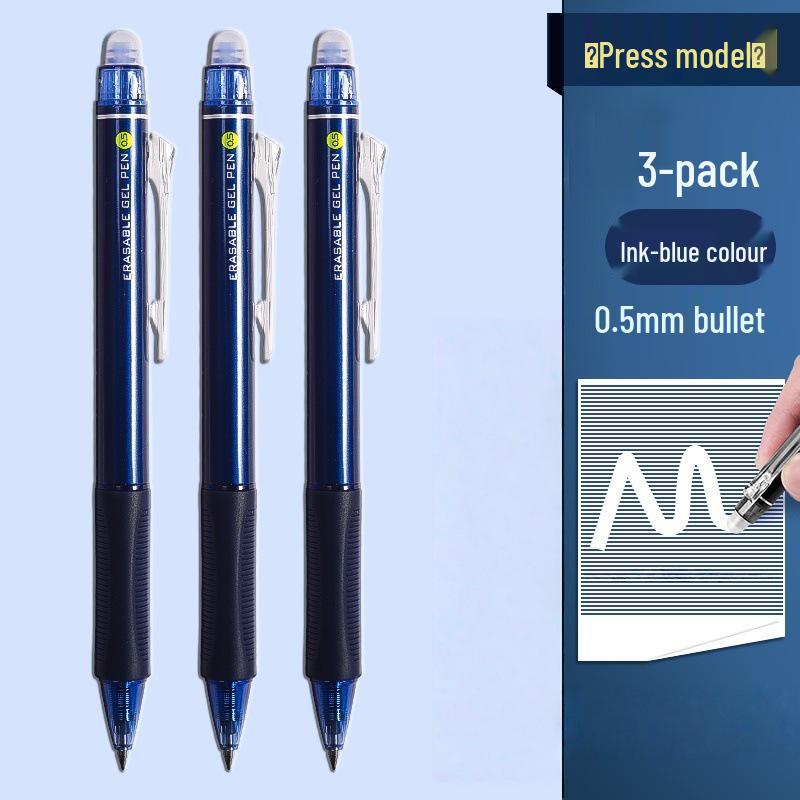 Chenguang Blue-Black Erasable Pen for Grade 3 Students - Heat-Sensitive Gel Ink, Blue