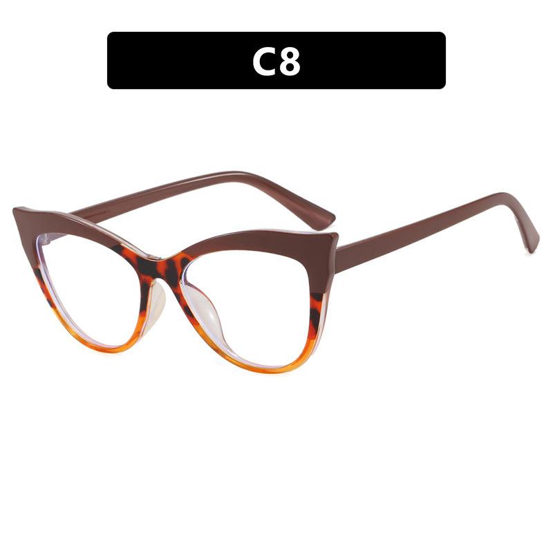 Stylish Color-Block Cat-Eye Frames Anti-Blue Light Non-Prescription Glasses Classic Cycling and Driving Eyewear for Women
