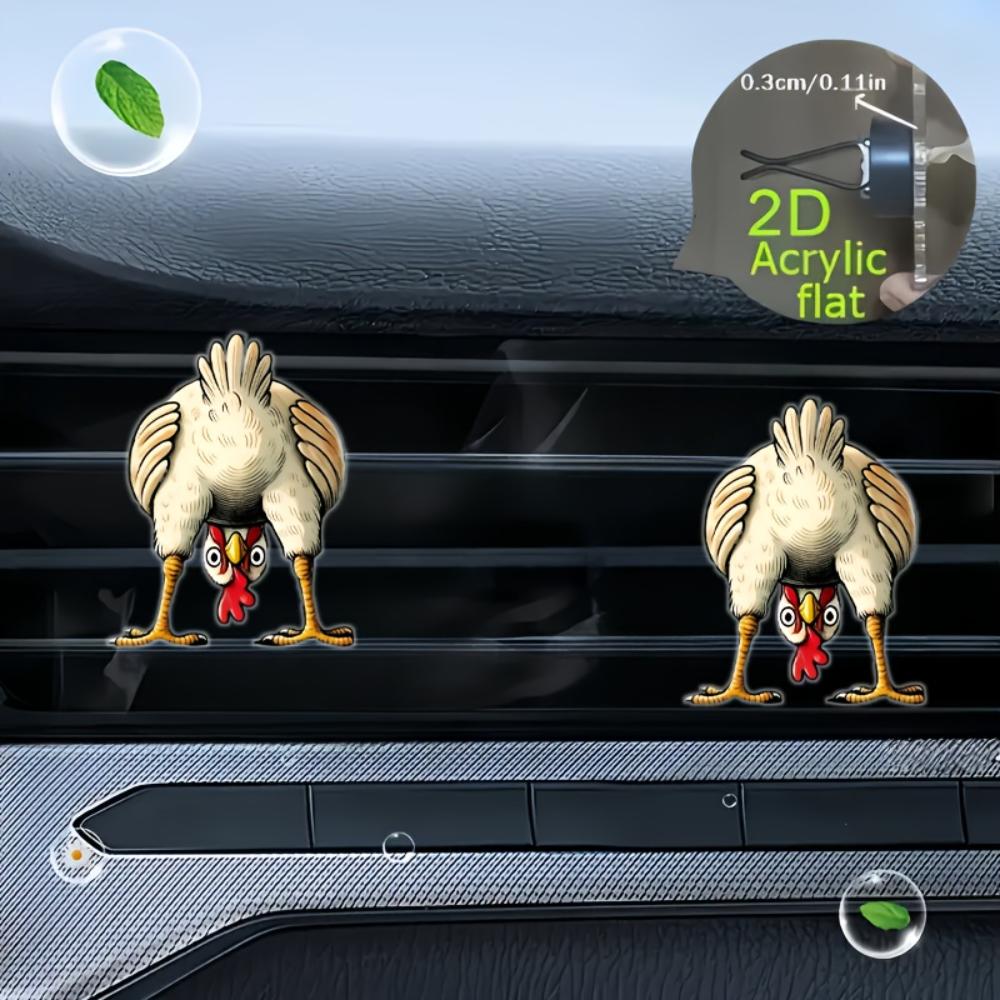 2D flacher Hühnchen Auto-Lüftungsclip dekorativer Diffusor (Duftstoffe nicht enthalten), Auto-Innendekoration, Aromatherapie-Clip, ideal als Weihnachtsgeschenk