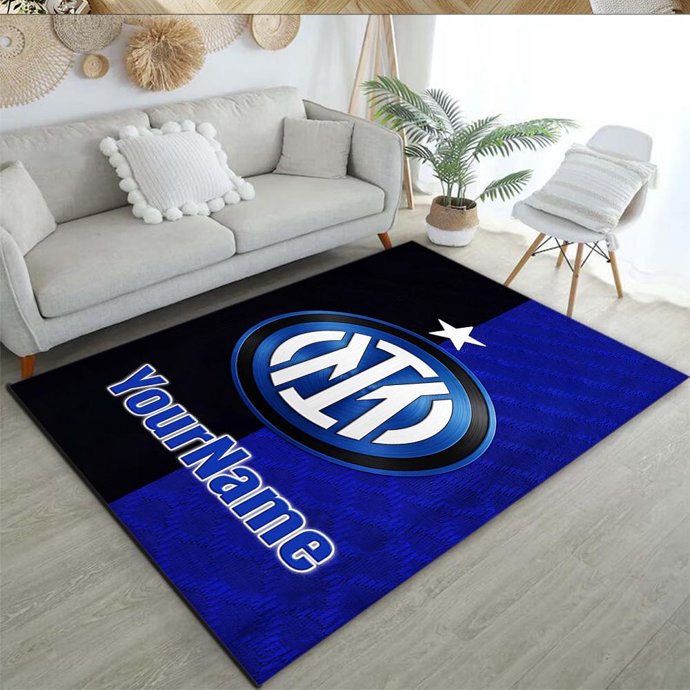 Inter Milan Personalized Text Floor Mat Design for Kitchen Bedrooms Dining Room Dormitory Antislip Carpet Decorate Offices Spiritual Gift