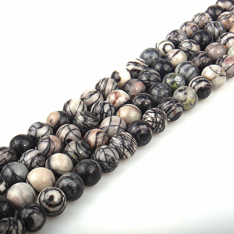 Natural Black Net Loose Beads - Handmade DIY Jewelry Accessories Beading Net Stone Round Beads