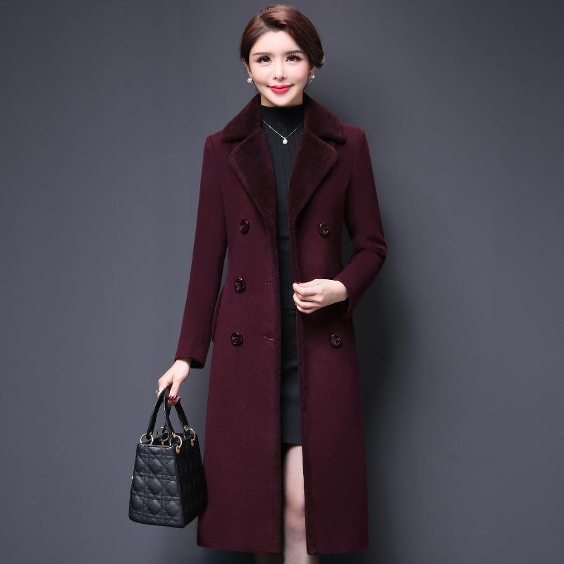 

Шерстяное пальто женское шерстяное пальто для мам длинное утолщенное пальто женское осенне-зимнее пальто из искусственного меха XXXXXL фиолетовый