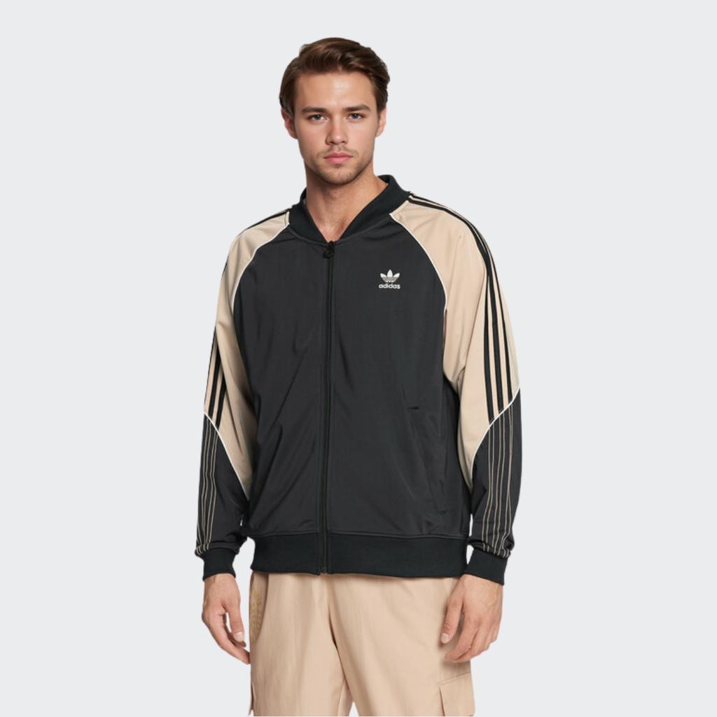 Adidas Originals Jachetă Brodată cu Logo Trefoil în Dungi Bărbați Jachetă Negru HI3000