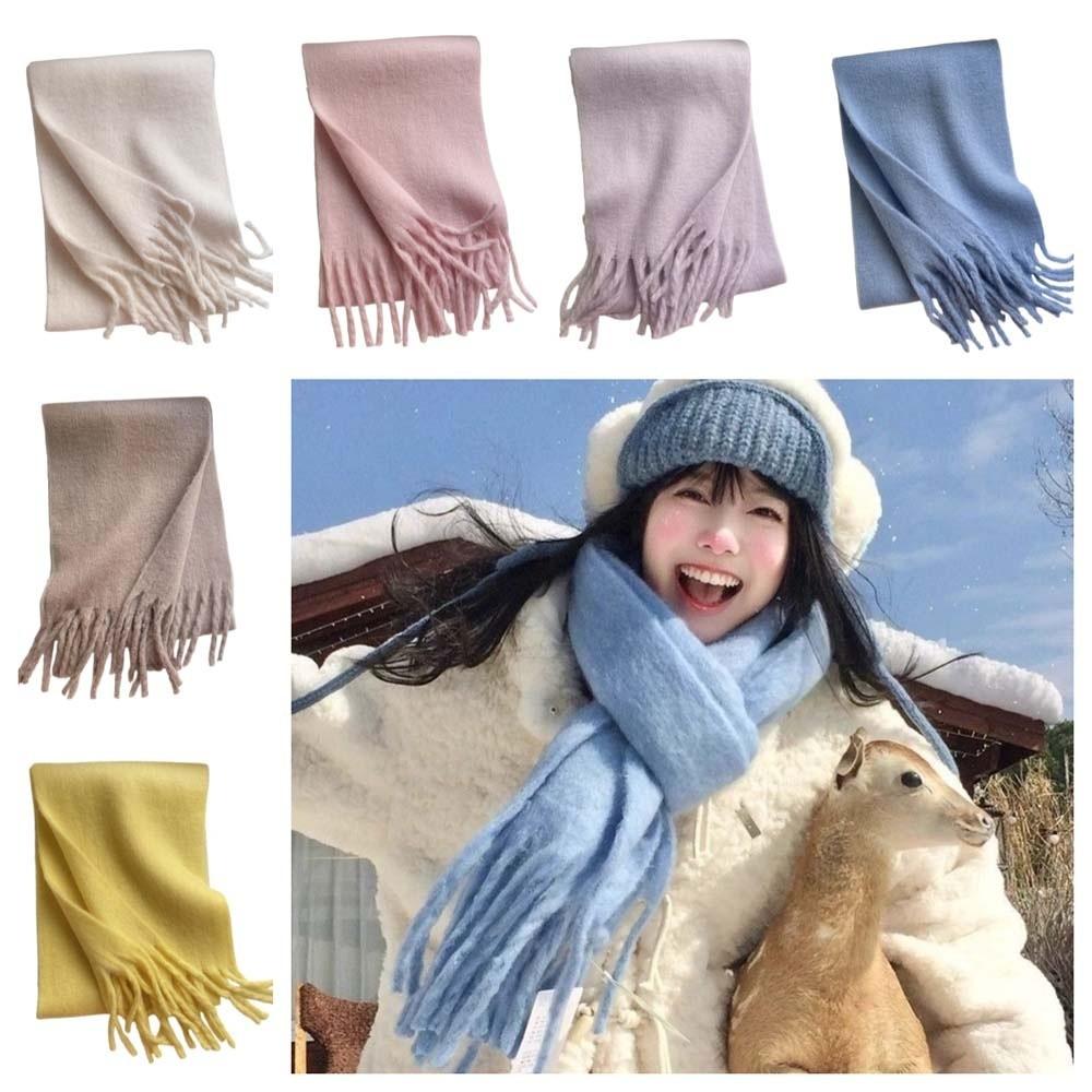 Macaron Solid Color Warm Neck Scarf Korean Style Winter Cashmere Shawl  Women