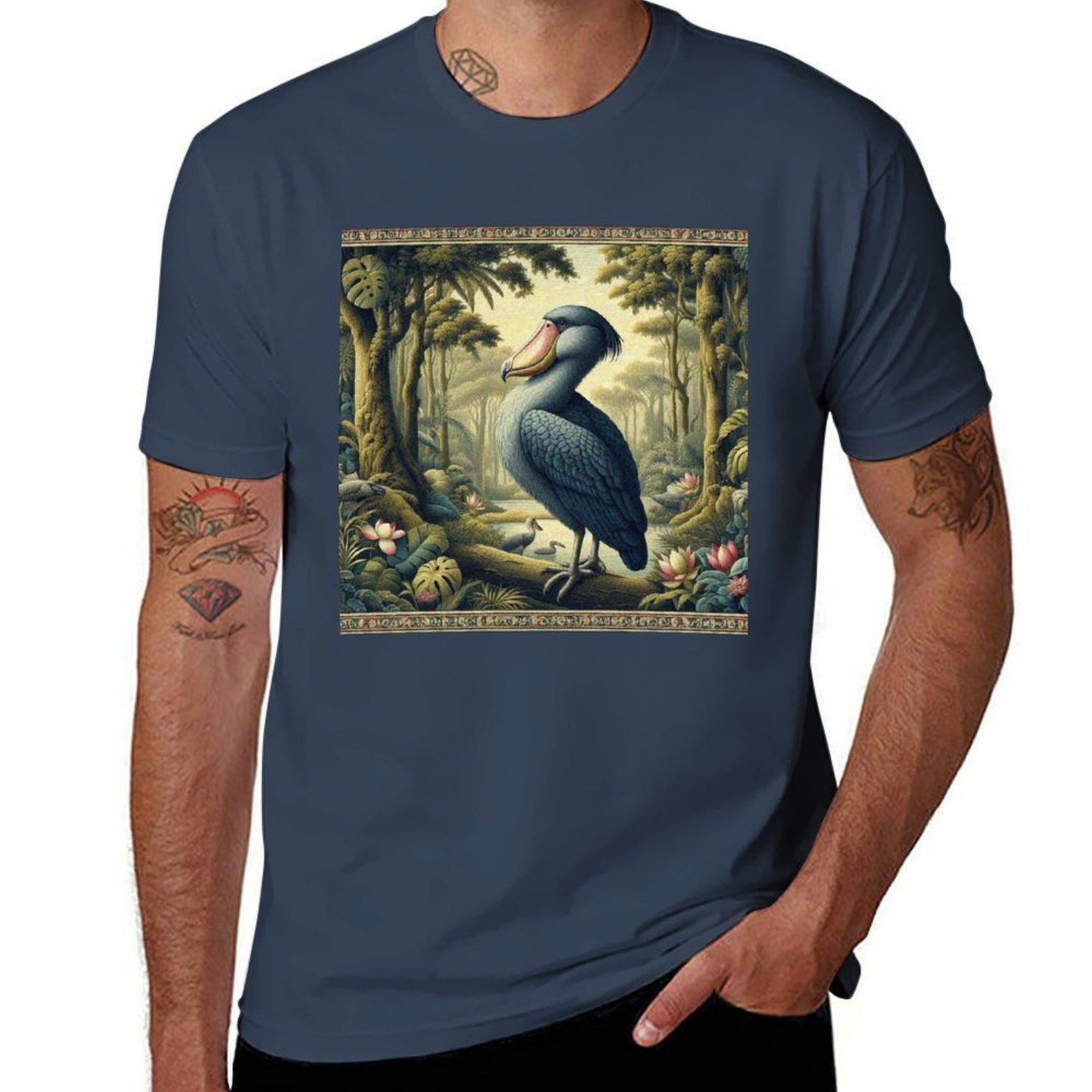 Shoebill In The Forest Lake Tshirt Long Lasting Casual Tshirt S