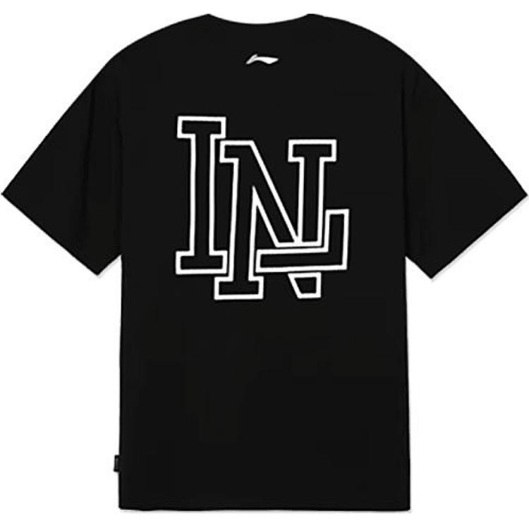 

Футболка Li Ning из хлопка, свободная, спортивная, для фитнеса, бега, повседневная, с коротким рукавом, унисекс, топы, черная YHSU309-2 XXL