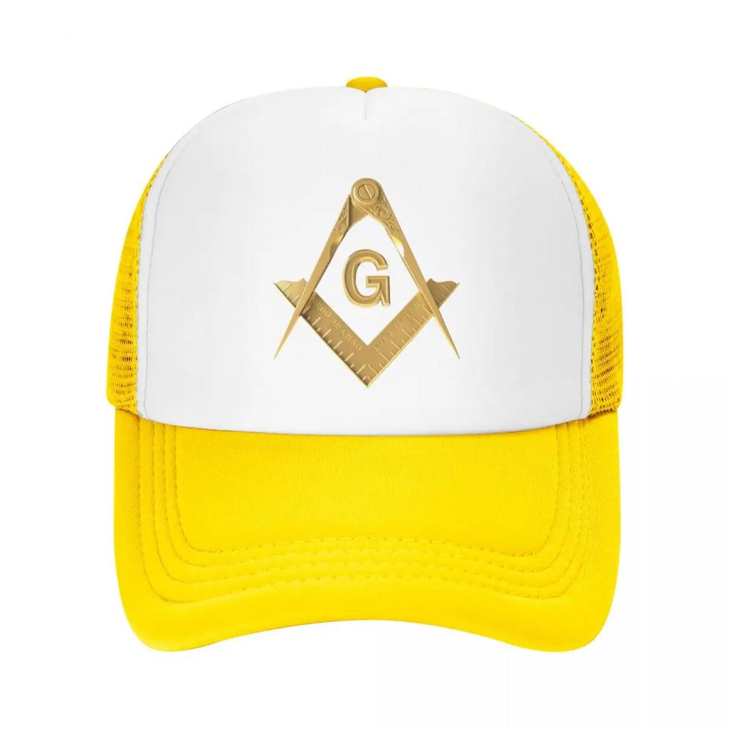 Custom Gold Freemason Logo Baseball Cap Women Unisex Breathable Masonic Mason Trucker Hat Streetwear Snapback Caps