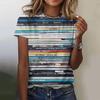 Women's 3D Gradient Floral Print O‑Neck Casual Short Sleeve Summer T‑Shirt