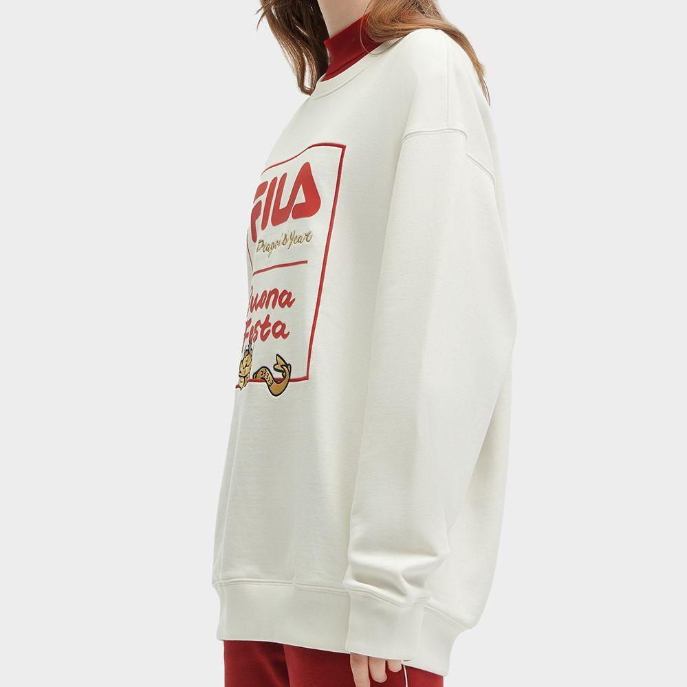 Fila Da Long Series Round Neck Pullover Printed Letter Long Sleeve Sweatshirt Unisex Sweatshirt Cloud-Mushroom F11U419201FWT