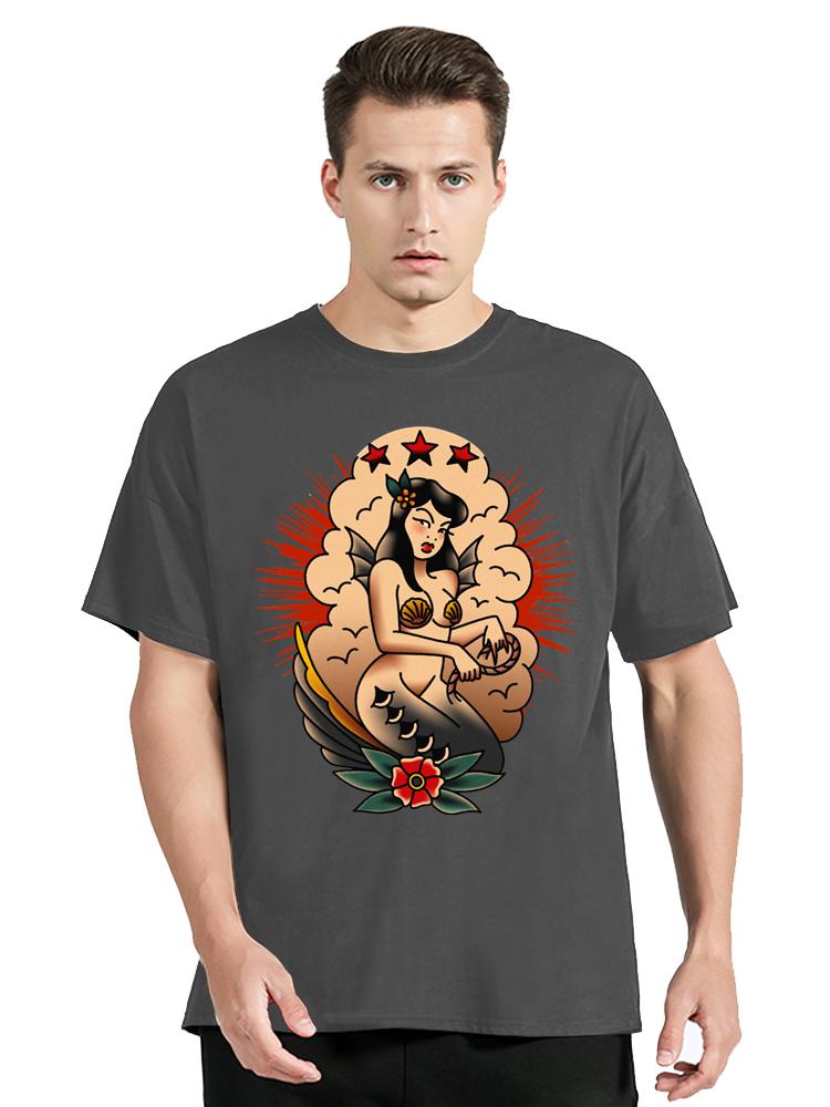 Summer Cotton Tshirt Pin Up Girl Hot Rod Tattoo T-shirt Musik Garage Oldschool V8 USA V6 Tshirt Fashion O-neck Unisex Tops Tees