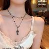 Dark Sweet Cool Girl Collarbone Chain Bat Cross Sweater Chain Goth Punk Y2K Hottie Love Necklace