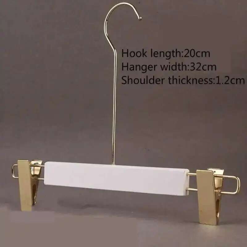 5PCS White Lady Garment Hangers White Wooden Store Chothing Display Hanger Golden Hook Korean Version Custom Logo Engraved