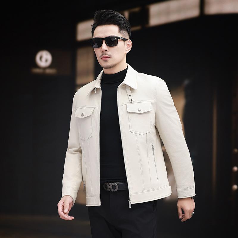 

Осенне-зимняя мужская куртка из натуральной кожи в корейском стиле, тонкая куртка, модная мужская одежда, можно дополнить бархатом 5XL