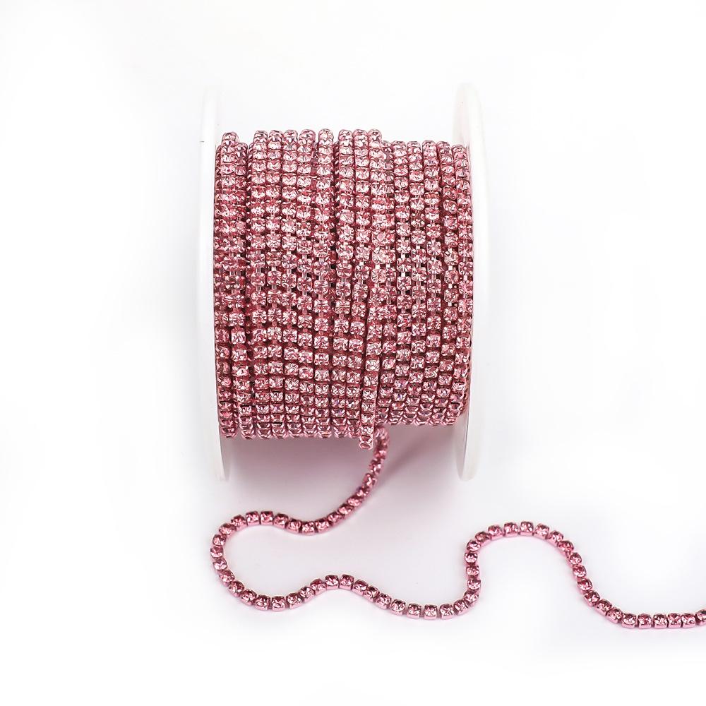 Electroplated Glass Rhinestone Single Row Claw Chain for DIY Costume Accessories