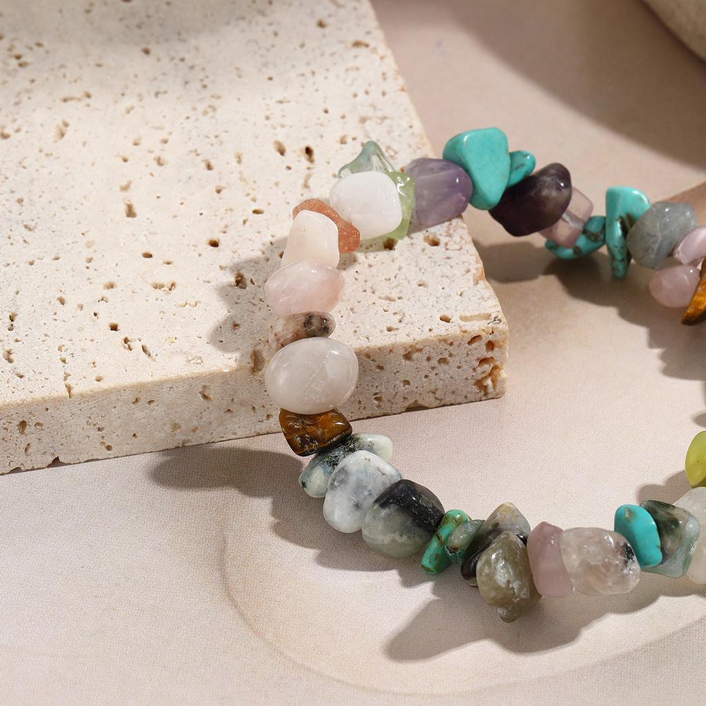 Elastic Bracelet Multi-color Beaded Bracelet Souvenir Bohemian Festival Crushed Stone 1pc Irregular Vacation Women Personality Daily Wear  Accessories