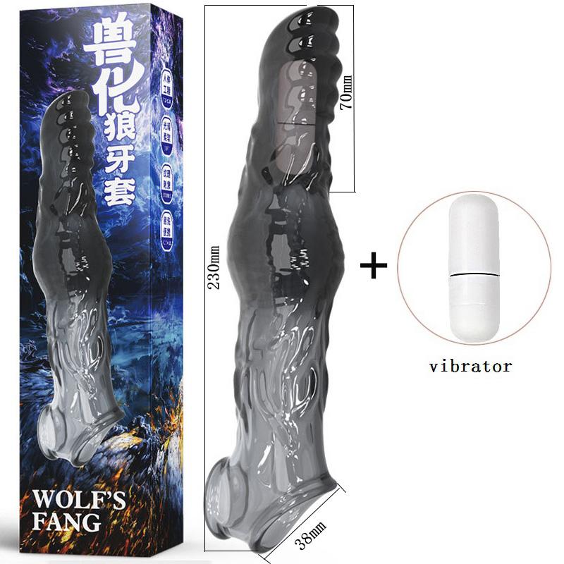 Extend Penis Enlargement Sleeve Vibrator Cock Ring Reusable Condoms Sex Toys for Men G Spot Vibrating