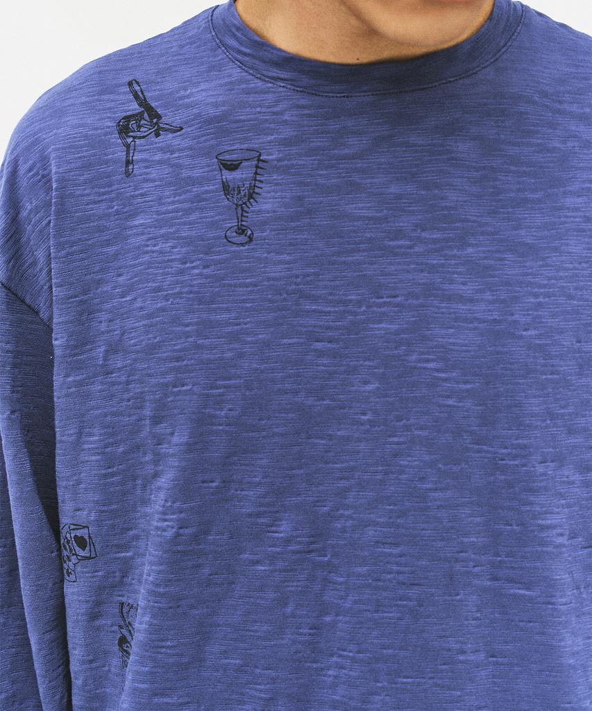 Seopiseuedisyeon Tattoo Long-Sleeve T Shirt Iris Blue