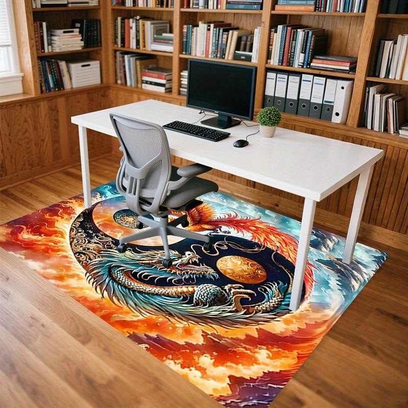 1pc Phoenix Dragon Themed Rug for Home Decor, Non-slip Office Carpet, Chair Mat, Outdoor Mat, Christmas and Halloween Gifts-0731142