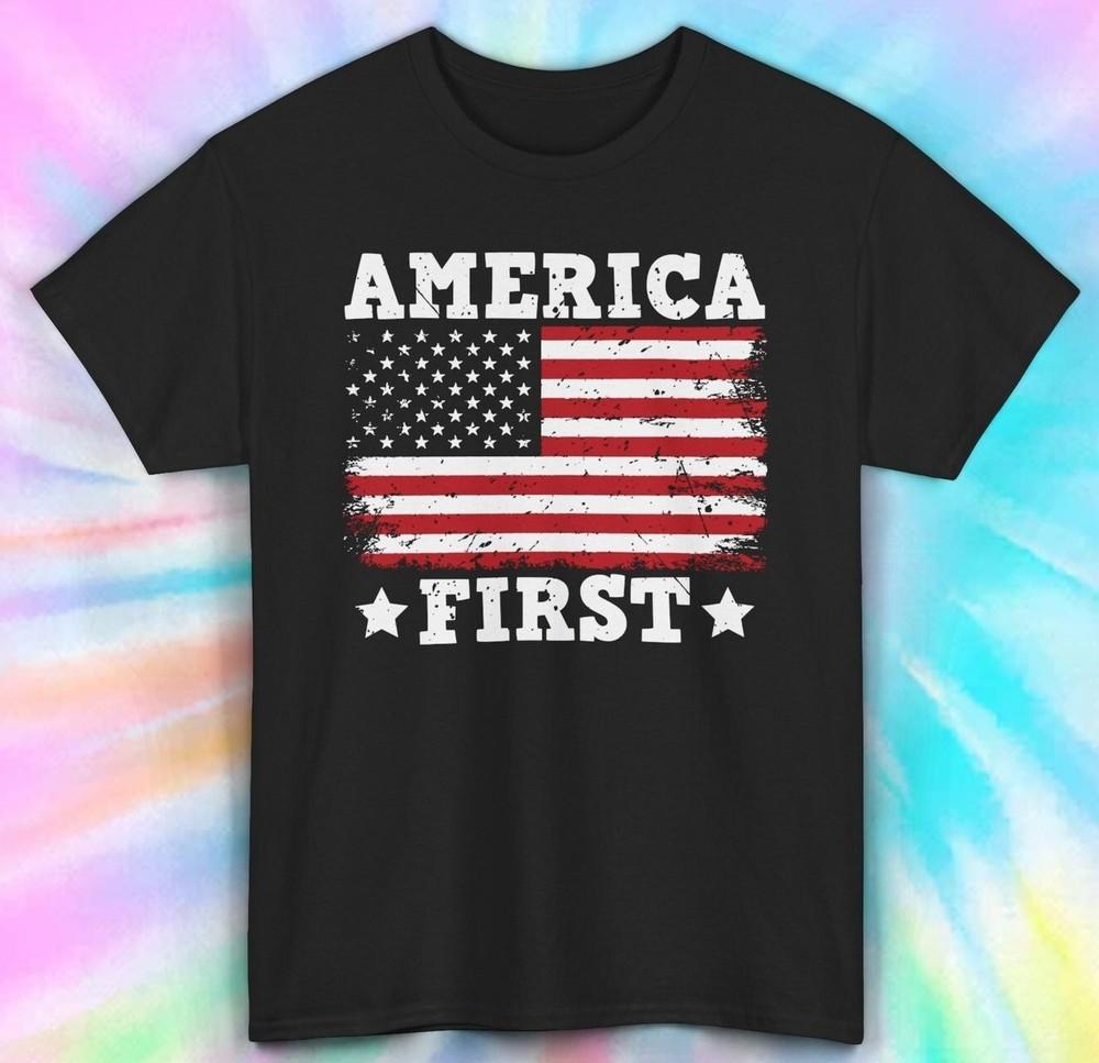 

America First Shirt | Patriotic USA Flag Design Tee S-5XL 2XL